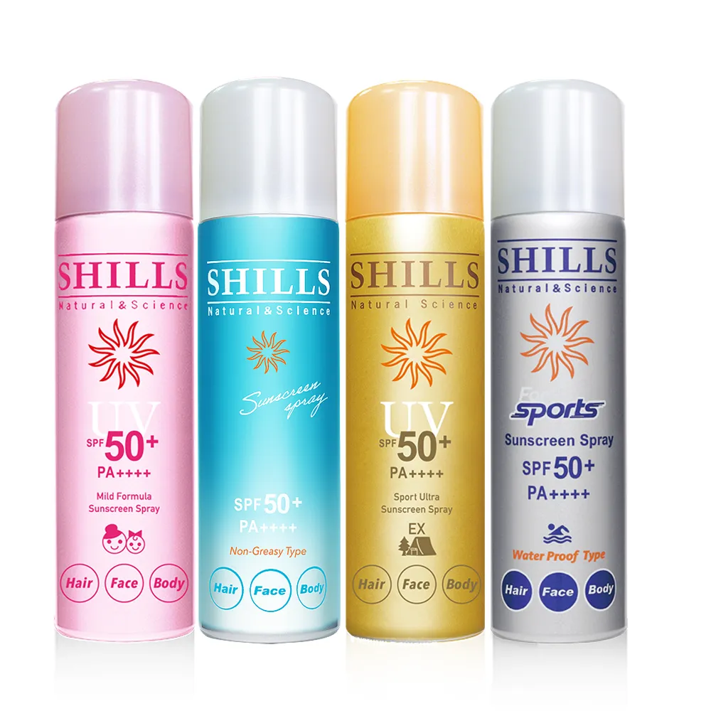 【SHILLS 舒兒絲】4入很耐曬超清爽亮白防曬冰鎮噴霧SPF50+PA++++