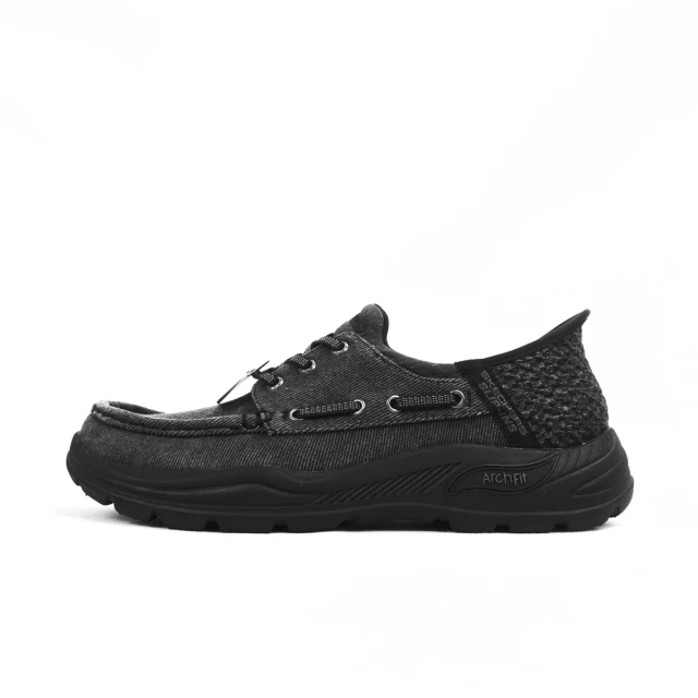 SKECHERS Arch Fit Motley - Paco 男 休閒鞋 帆船鞋 套入式 深灰(205203BLK)