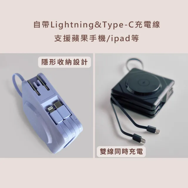 MiWorks米沃 七合一快充磁吸行動電源 BS-NC10K 10000mA 22.5W 雙口輸出 支援magasafe