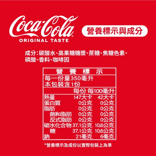 【Coca Cola 可口可樂】好運澎湃組 寶特瓶350ml x12入/箱