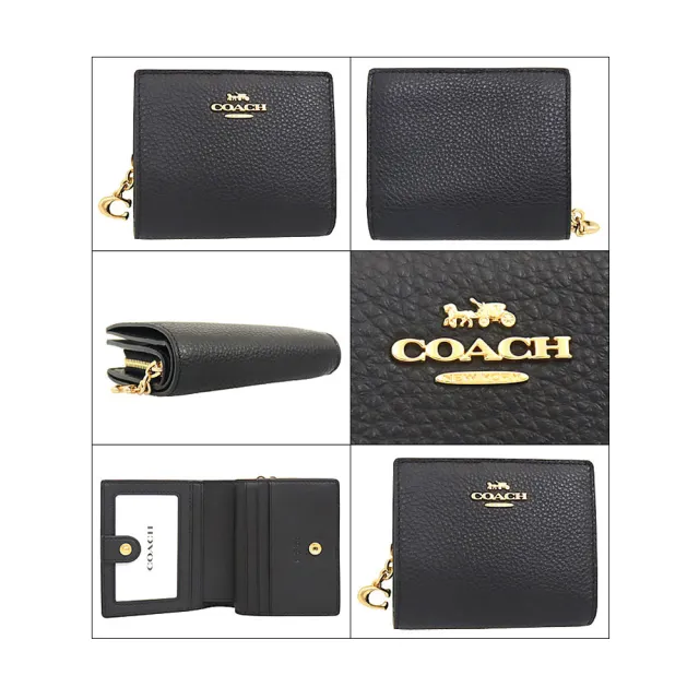 【COACH】黑色立體馬車LOGO拉鍊零錢包短夾(C2862 IMBLK)