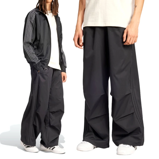 adidas 愛迪達 Parachute Pant 男款 黑色 運動 休閒 拉鍊 口袋 寬鬆 氣球褲 三葉草 長褲 IY2075