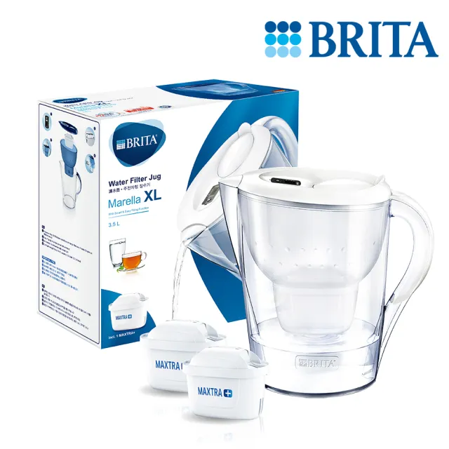 【BRITA】官方直營 Marella 3.5L馬利拉濾水壺+全效型濾芯2入