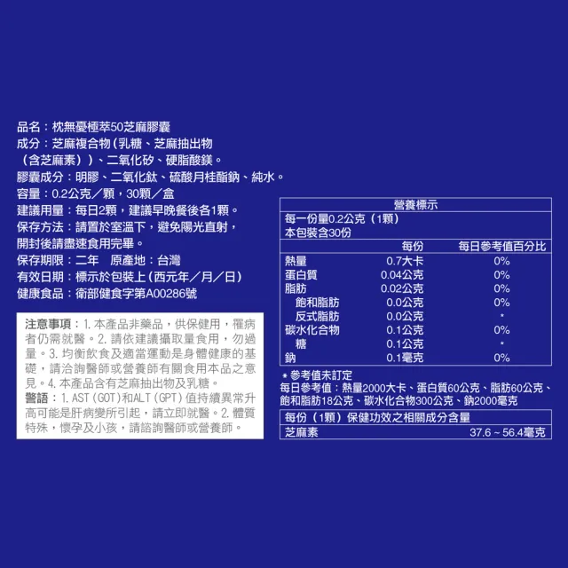 【Dr.Advice 健康力】枕無憂極萃50芝麻膠囊30顆x3盒(芝麻素 幫助入睡 護肝認證 高純度)