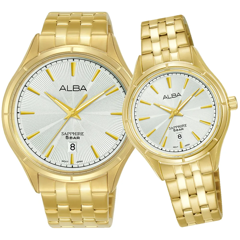 【ALBA】雅柏 璀璨豪金對錶-41.5+30mm 情人節禮物(VJ42-X361G/VJ22-X421G)
