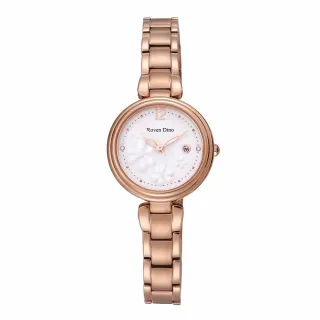 【Roven Dino 羅梵迪諾】典雅花朵時尚腕錶-玫瑰金X白(RD6108RG-398)