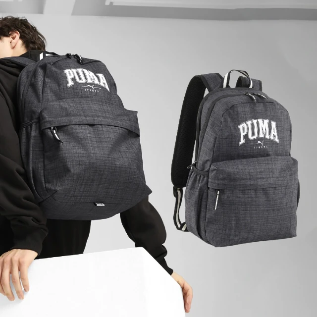 PUMA 後背包 Squad Backpack 黑 白 多夾層 反光 雙肩包 肩背包 背包(090716-01)