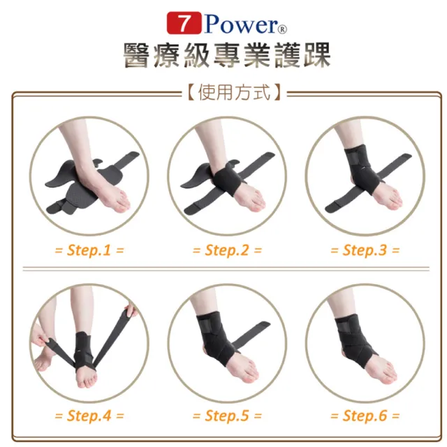 【7Power】醫療級專業護踝(4顆磁石/左右通用/透氣涼爽)