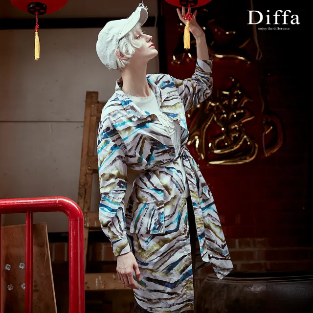 【Diffa】歐風暈染條連身洋裝-女