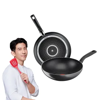 【Tefal 特福】MOMO獨家 尼斯系列28CM不沾鍋雙鍋組(平底鍋+炒鍋)