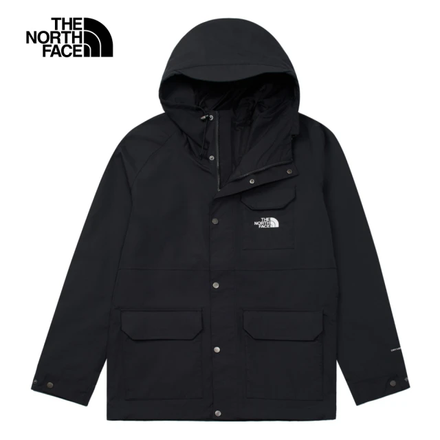 The North Face 北面男款黑色防水透氣多口袋連帽衝鋒衣｜88RA4H0