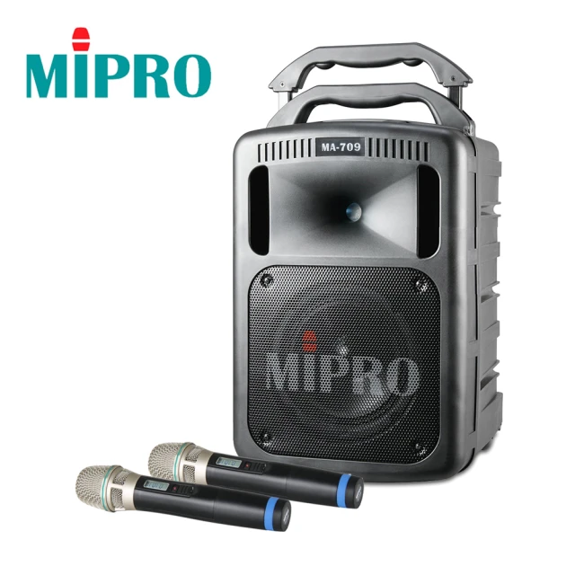 MIPRO UHF 豪華型雙頻道無線擴音機組(MA-709)