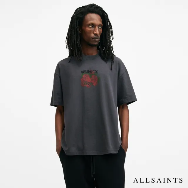 【ALLSAINTS】MELROSE 純棉寬鬆玫瑰LOGO短袖T恤 M007PB(寬鬆版型)