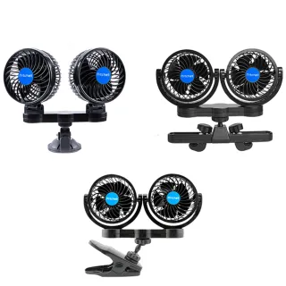 【DREAMCATCHER】車用雙頭風扇循環扇 12-24V通用款(雙渦輪/車用電扇/車用風扇)