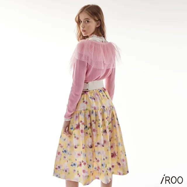 【iROO】雙層印花中長裙