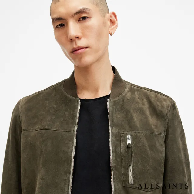 【ALLSAINTS】KAIRO 麂皮飛行員皮衣外套-綠 M076LB(常規版型)