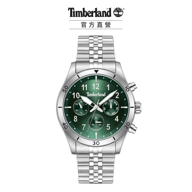 Timberland 男錶ASHMONT系列 大陽紋多功能腕錶 鋼帶-綠/白鋼44mm(TDWGK0054702)