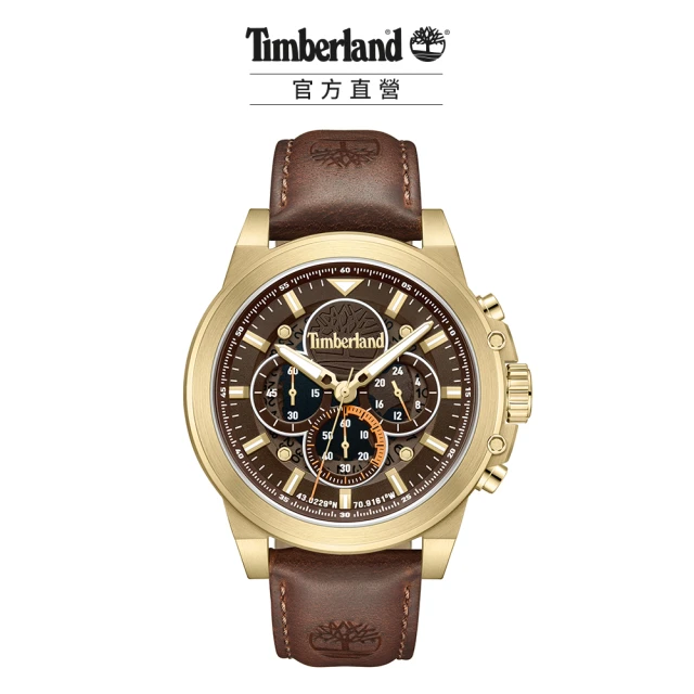 Timberland 男錶FAST STRIKE系列 三眼多功能腕錶 皮帶-咖46mm(TDWGB0056002)