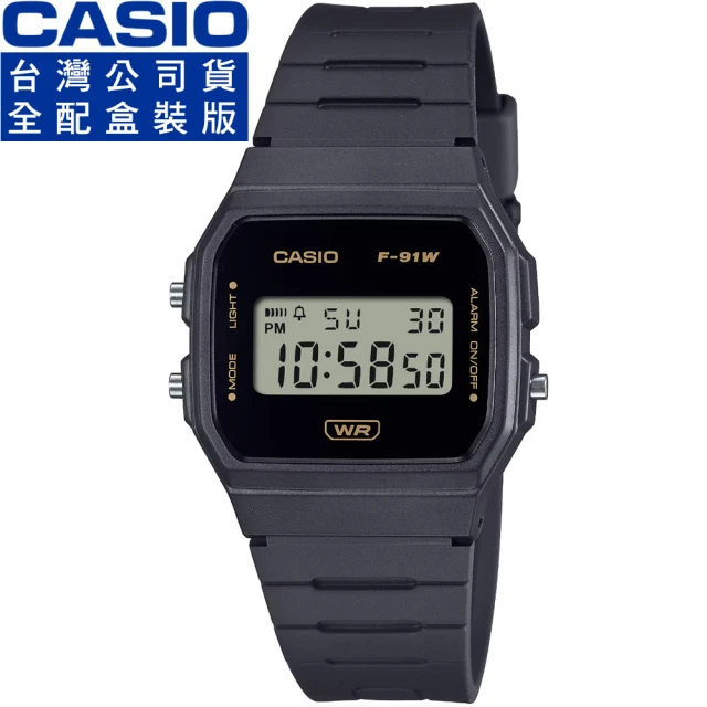 CASIO 卡西歐 卡西歐鬧鈴電子錶-黑(F-91WB-8A 公司貨全配盒裝)