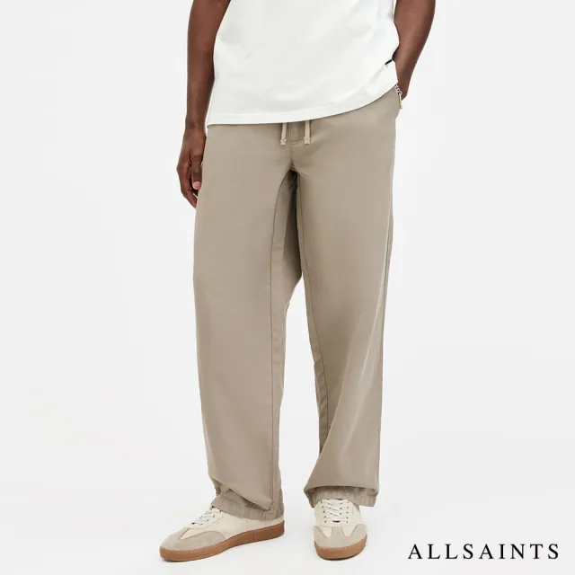 【ALLSAINTS】HANBURY 輕薄亞麻休閒長褲-卡其 MF080Y(常規版型)