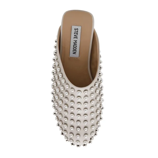 【steve madden】GLIMMER 率性珍珠穆勒拖鞋(米色)