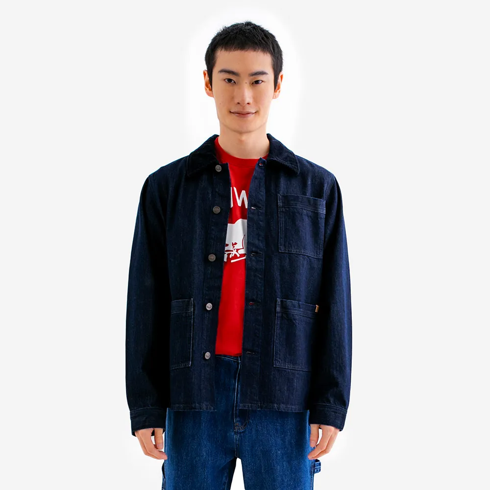 【Roots】Roots男裝-Classic Fit Denim Overshirt 外套(軍藍色)