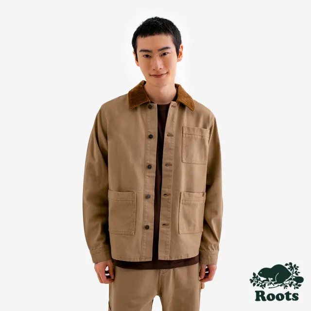 【Roots】Roots男裝-Classic Fit Denim Overshirt 外套(棕色)