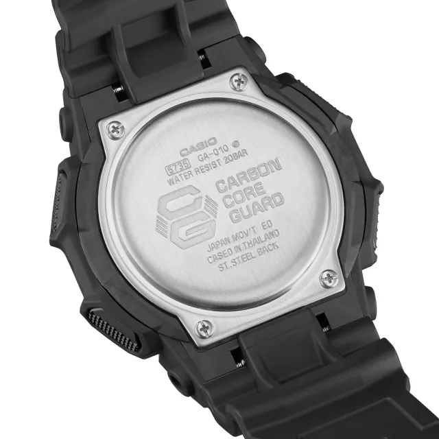 【CASIO 卡西歐】G-SHOCK 大錶徑 耐衝擊 雙顯腕錶-時尚黑 51.9mm(GA-010-1A)