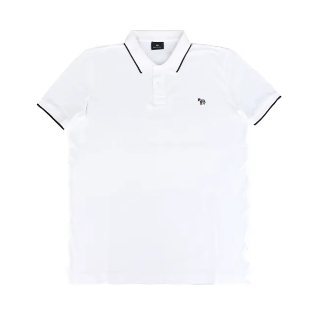 【Paul Smith】PAUL SMITH左胸前LOGO布標設計有機棉袖polo衫(男款/白x黑)
