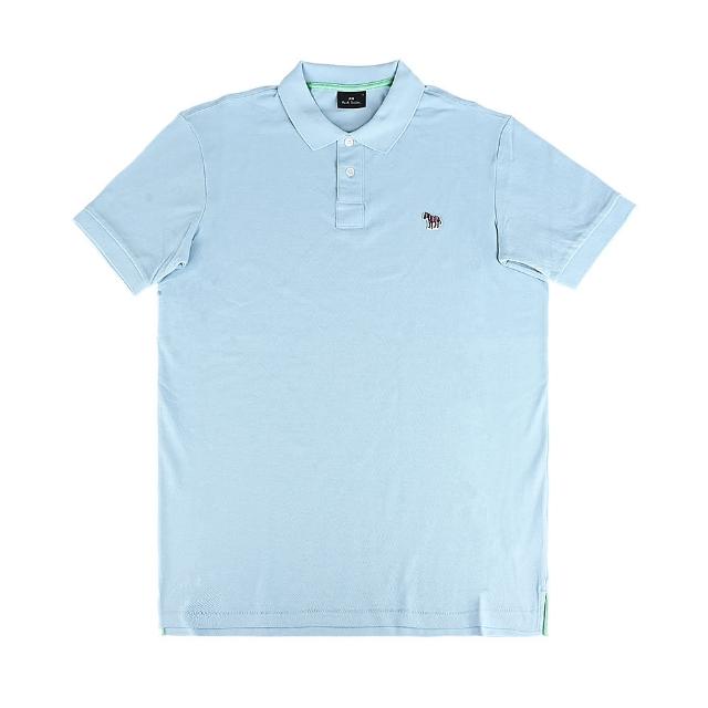 【Paul Smith】PAUL SMITH前左胸彩色布標斑馬LOGO刺繡設計棉質短袖polo衫(男款/淺藍x若綠)