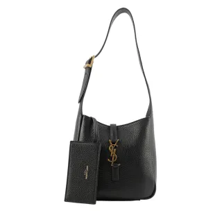 【YSL】LE 5 A 7 Hobo 鹿皮附卡片套肩背包_BABY(黑色)