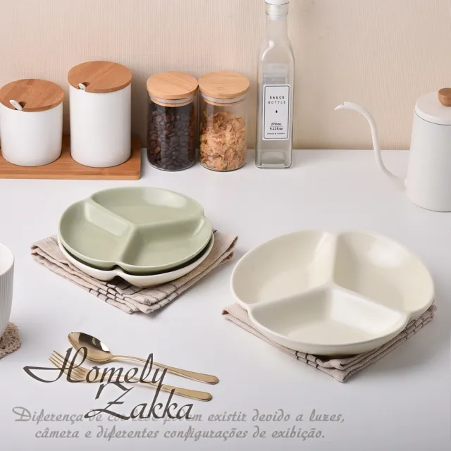 【Homely Zakka】北歐三葉形陶瓷健康分隔餐盤_4款任選(健康分隔盤 瘦身餐盤 健身餐盤 減脂餐盤)