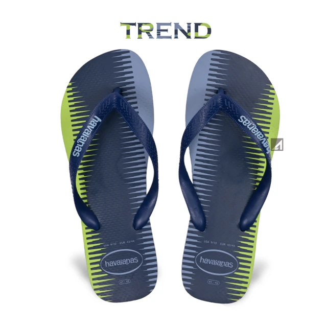 havaianas 哈瓦仕 男拖鞋 Trend 藍底白字 夾腳拖 幾何線條(巴西拖 海灘拖 男人字拖)