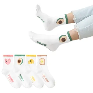 【哈囉喬伊】韓國襪子 可愛食物微笑表情中筒襪 女襪 A174(正韓直送 韓妞必備 棉襪 長襪 韓國少女襪)