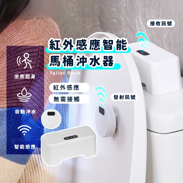 【如廁幫手】紅外感應智能馬桶沖水器(智能感應 自動沖水 無接觸 感應沖水 電動 按壓器 自動 配件 防水)