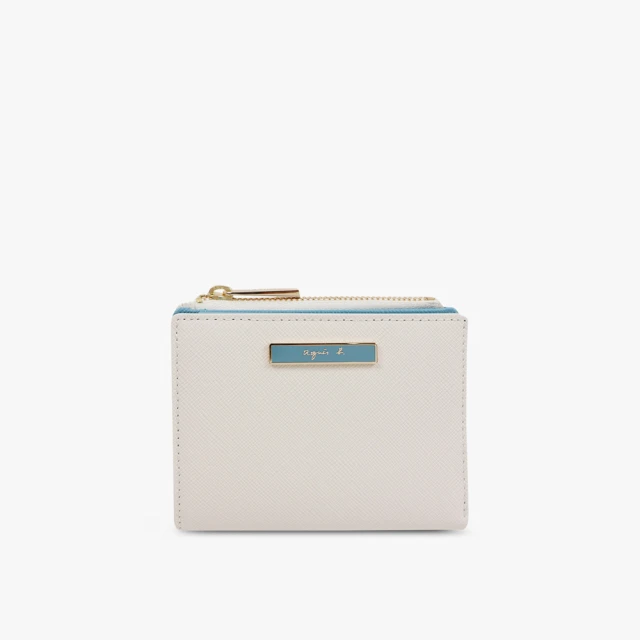 agnes b. Voyage 琺瑯logoL型短夾(白色)