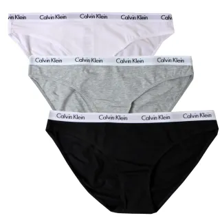 【Calvin Klein 凱文克萊】CK經典LOGO棉質BIKINI女三角內褲三件組(黑x灰x白)