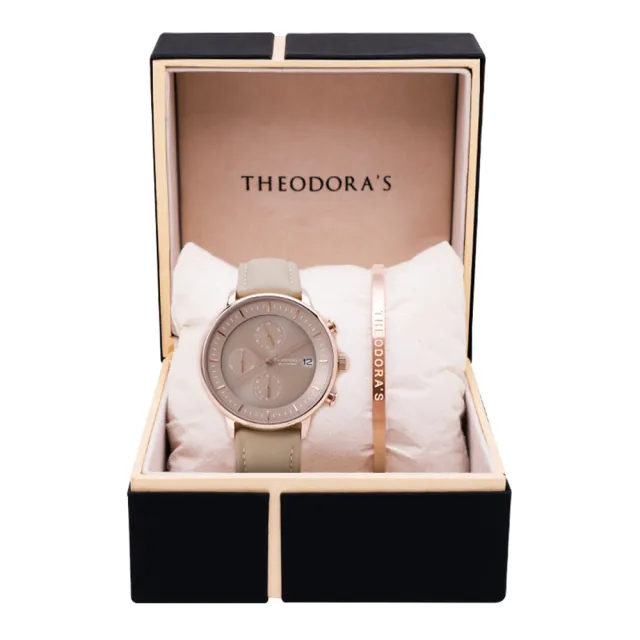 【THEODORA’S 希奧朵拉】可選色｜寵愛禮盒-女款 Mercury 腕錶(太陽能手錶 真三眼計時 女錶)