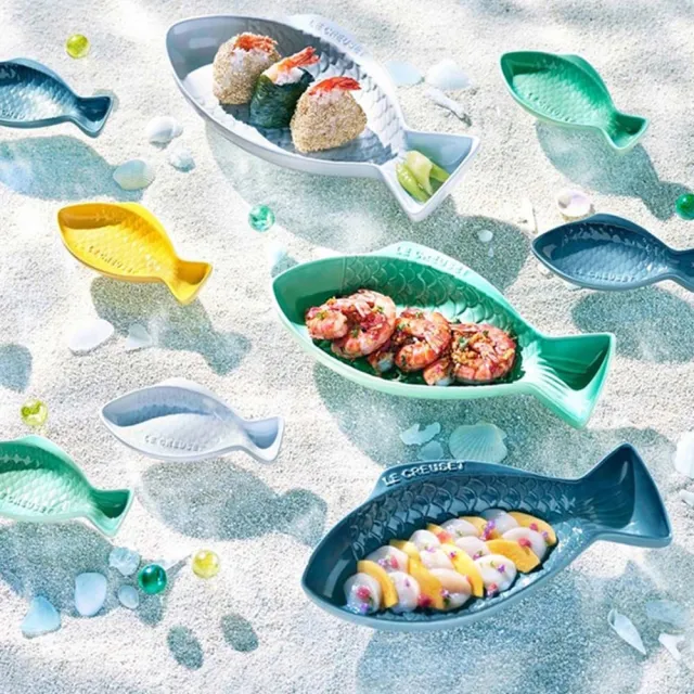 【Le Creuset】瓷器鮮魚盤-小(加勒比海藍)