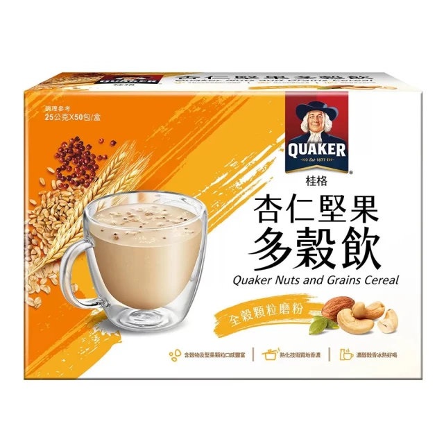 美式賣場 QUAKER 桂格 杏仁堅果多穀飲(25g X 50包)