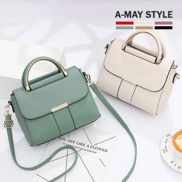 【Amay Style 艾美時尚】女包 側肩包 斜背包 手提包 典雅簡約色塊感手提肩背小方包(6色.預購)
