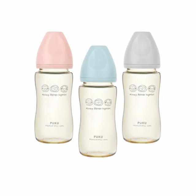 【PUKU 藍色企鵝】飽飽歐蕾PPSU寬口防脹奶瓶330ml