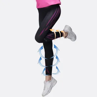 【FREEZONE】現貨 流線印花輕量無縫壓力長褲 女款-FZ800型(緊身機能壓縮/運動瑜珈/慢跑登山/健身重訓)