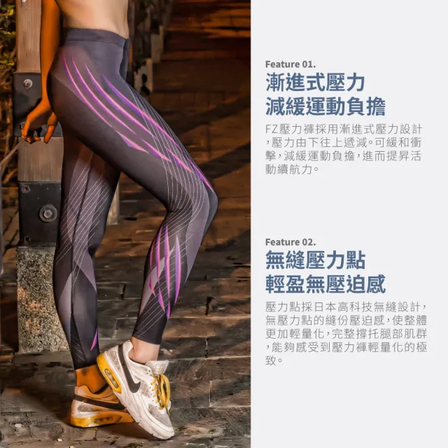 【FREEZONE】現貨 流線印花輕量無縫壓力長褲 女款-FZ800型(緊身機能壓縮/運動瑜珈/慢跑登山/健身重訓)