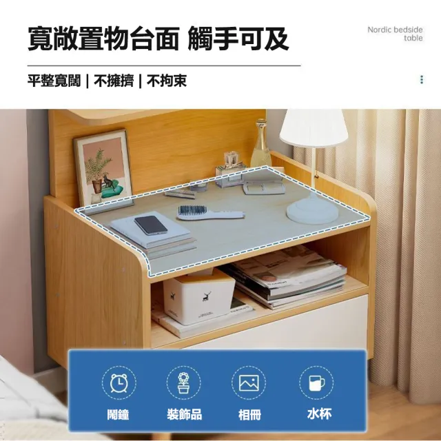 【E家工廠】床頭櫃 雙抽床頭櫃 床邊櫃 收納櫃 床邊桌 收納櫃 抽屜櫃(304-雙抽床頭櫃（賽杉木色）)