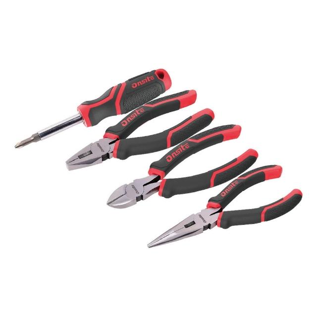 【Onsite】4件套工具組 工具鉗組 6合1棘輪起子 700085(尖嘴鉗 斜口鉗 老虎鉗 工具鉗 棘輪起子)