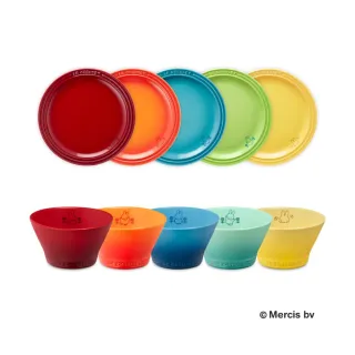 【Le Creuset】米飛兔系列 瓷器餐盤湯碗組  5色選1(紅/橘/藍/綠/黃)