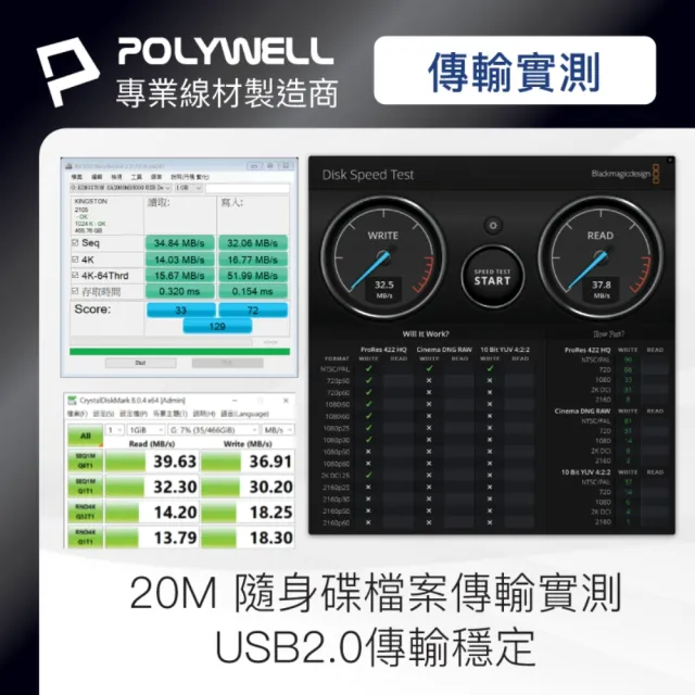 【POLYWELL】USB2.0 Type-A公對A母 主動式增益延長線 /5M