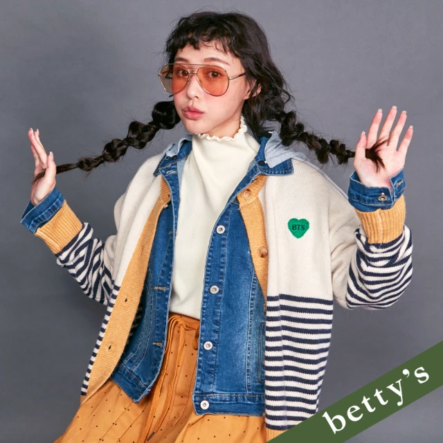 betty’s 貝蒂思 壓褶愛心異材質拼接T-shirt(共