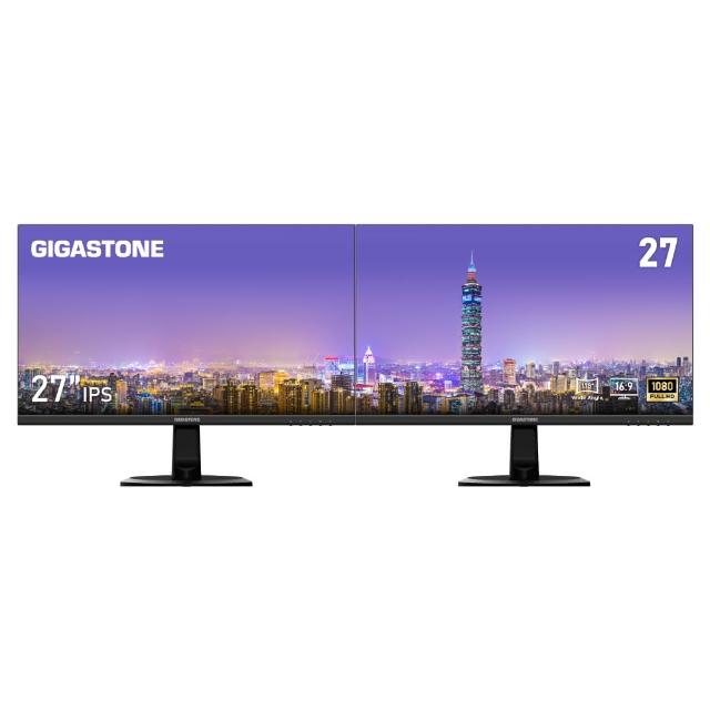 【GIGASTONE 立達】(2入組)LM-27FF2 27型 IPS 極窄邊框電腦螢幕(護眼/HDMI/1080P/內建喇叭/低藍光/零閃屏)